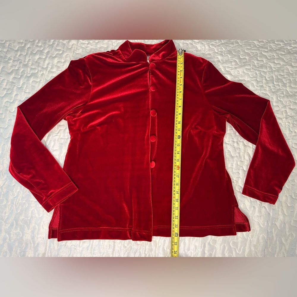 Vintage Coldwater Creek Red Velvet Jacket Button Front 90s Style Velvet  Size L - Picture 9 of 10